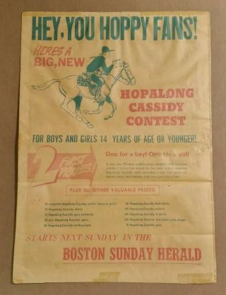 Hopalong Cassidy Contest Announcement Full Page Newspaper Ad,  1950 