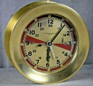 Chelsea Ships Radio Room Clock Serial 253875 1939 Movement Rare Running Org.  Key