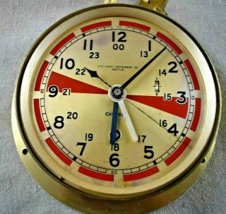 Chelsea Ships Radio Room Clock serial 253875 1939 Movement Rare Running Org.  Key 2