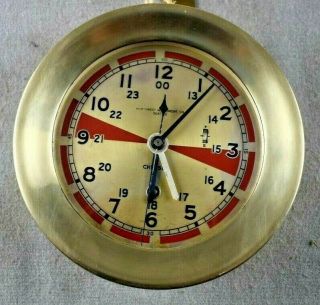 Chelsea Ships Radio Room Clock serial 253875 1939 Movement Rare Running Org.  Key 3