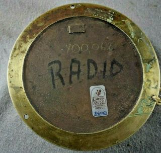 Chelsea Ships Radio Room Clock serial 253875 1939 Movement Rare Running Org.  Key 7
