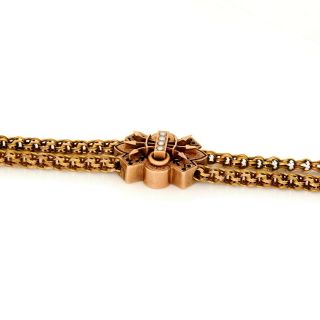 Antique Vintage Nouveau 18k Bi Gold Taille d ' Epargne Fancy Slider Chain Necklace 6