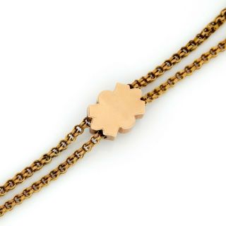 Antique Vintage Nouveau 18k Bi Gold Taille d ' Epargne Fancy Slider Chain Necklace 8