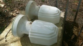 Antique Wall Sconces With Milk Glass Shades.  Pair