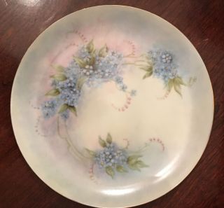 Victorian Hand Painted Porcelain Forget - Me - Knot Gold Floral Desert Plate 7.  5 "