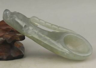 Chinese old jade hand - carved jade statue dragon design tea spoon 3.  1 inch 2