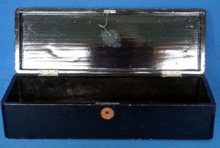 Vintage Black Japanese Oriental Lacquer Trinket Glove Box 4