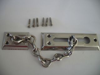 Vintage Nos Nickel Plated Night Latch Door Chain Security Lock Slide Chain