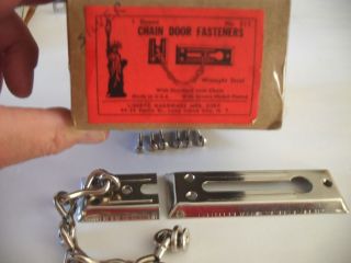 Vintage NOS NICKEL Plated Night Latch Door Chain Security Lock Slide Chain 3