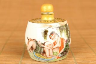 Rare Chinese Old Jingdezhen Porcelain Hand Painting Art Belle Snuff Bottle