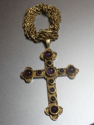 Vintage 14k Gold/ Amethyst Cross Pendant