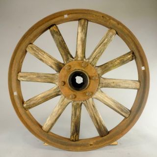 Vintage Antique Primitive 21 " Wood Spoke Steel Wheel,  Farm Cart Wagon Yard Art