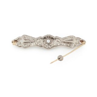 Antique Vintage Art Deco.  900 Platinum 2.  01 Ct Diamond Milgrain Bar Pin Brooch 4