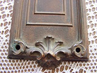 Antique Ornate Heavy Brass or Bronze Door Push Plate 12 3/4 