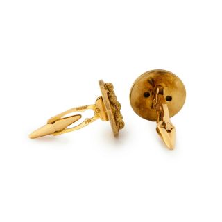 Antique Vintage Deco 18k 22k Yellow Gold Italian Etruscan Revival Mens Cufflinks 4