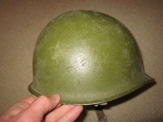 Vintage Wwii Us Army Fixed Bale Helmet Steel Pot