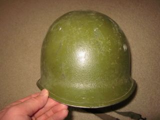 vintage WWII US Army fixed bale helmet steel pot 2