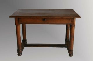 Antique French Side Table In Turned Walnut Work Occasional 1800 