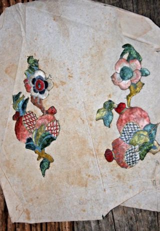Antique Chinese Silk Embroidery On Paper Floral Multi Color 4