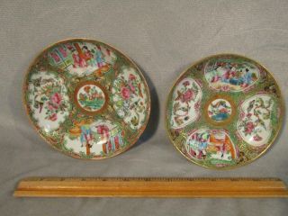 2 Antique Chinese Export Rose Medallion Large,  Deep Saucer Plates