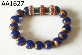 Ancient Holy Somdej Wang Na Blue Sarira Pra Tath Mala Beads Bracelet Aa1627g