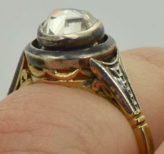Antique 19th C.  Victorian 18k Gold&1ct Old Rose Cut Diamond Ladies Ring