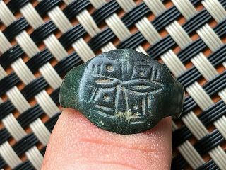 Ancient Roman Bronze Ring With Cross Circa 300 - 500 Ad Very Rare