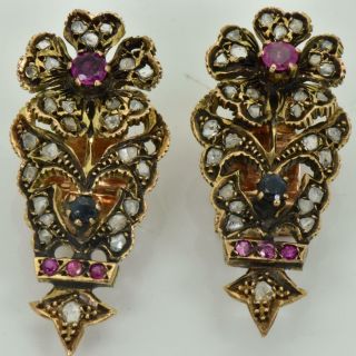 Museum Antique 19th Century Ottoman 14k Gold&diamonds Earrings Set.  Unique