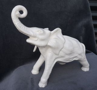 Vtg.  11 " Italy Capodimonte Art Deco Ceramic/porcelain Elephant Sculpture Figurine
