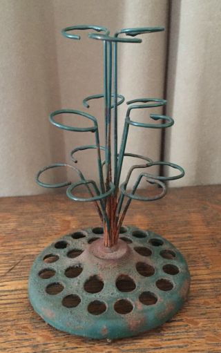 Antique J.  P.  O.  Patd Cast Iron & Wire 13 Loop Flower Arranging Frog 3 1/4 " X 5 "