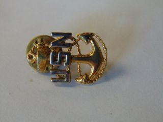 Vintage Usn Us Navy Military Anchor Rope Pin Vtg Estate Quick Ship