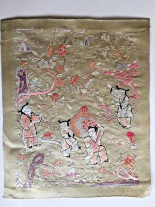 ANTIQUE CHINESE SILK EMBROIDERY PANEL 4