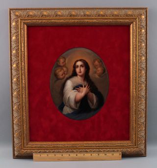 Antique 19thc Kpm Porcelain Painting Virgin Mary Immaculate Conception Cherubs