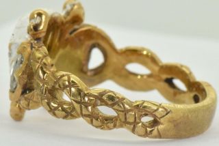 WOW Antique Georgian Memento Mori Skull&Bones 18k Gold,  Enamel&Diamonds ring 10