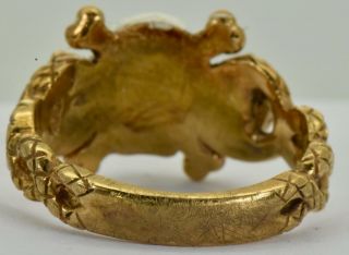 WOW Antique Georgian Memento Mori Skull&Bones 18k Gold,  Enamel&Diamonds ring 11