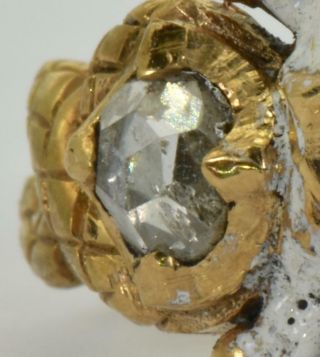WOW Antique Georgian Memento Mori Skull&Bones 18k Gold,  Enamel&Diamonds ring 7