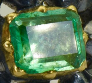 18th C.  Georgian Memento Mori Skulls 18k Gold,  Rose cut Diamonds&1ct Emerald ring 2