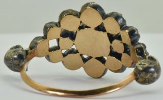 18th C.  Georgian Memento Mori Skulls 18k Gold,  Rose cut Diamonds&1ct Emerald ring 5