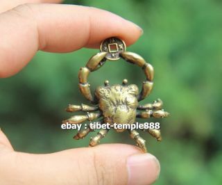 5 Cm Chinese Pure Bronze River Crab Get Rich Money Fengshui Wealth Pendants