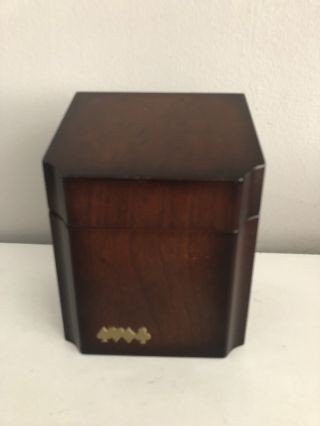 Collectible Mahogany Wood Playing Card Box Holder With Cards/notepad