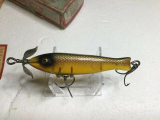 EX,  HEDDON 9109P Prop - Nose DOWAGIAC SPOOK W/ Box.  Glass Eye 2