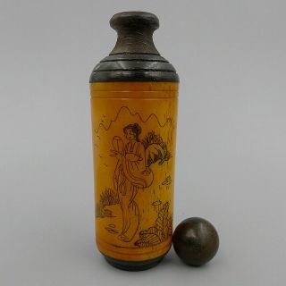 Snuff Bottle China Natural Bone Rosewood Hand Painting Ancient Beauty Pendants 3