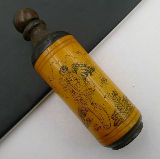 Snuff Bottle China Natural Bone Rosewood Hand Painting Ancient Beauty Pendants 5