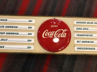 1950’s Coca - Cola Menu Sign Button Vintage Rare Antique Sprite Boy Tin 2