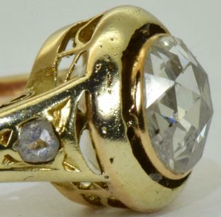 Antique Victorian 14k Gold&1ct Old Rose Cut Diamonds Ladies Ring C1880 