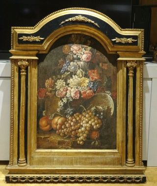 Fine 19th Century Dutch Still Life Flowers Fruit Old Master Antique Oil Painting