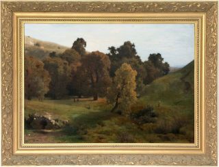 Landscape France Antique Oil Painting By Alfred De Curzon (french,  1820 - 1895)
