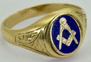 Rare Antique Imperial Russian (56) 14k Gold&enamel Secret Masonic Reversing Ring