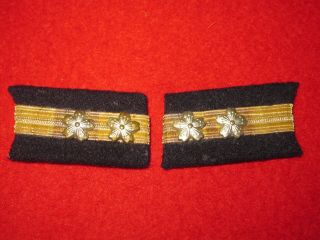 Ww2 Japan Navy First Lieutenant Collar Badge Vary Rare And Good Quality F/s Jpn！