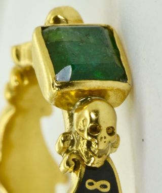 Antique Georgian Memento Mori/mourning Skull 18k Gold,  Emerald&black Enamel Ring